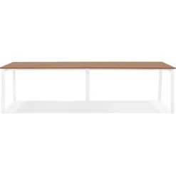 ALTEREGO Double bureau bench ou table de réunion 'AMADEUS' en bois finition Noyer et métal blanc