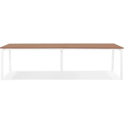 ALTEREGO Double bureau bench ou table de réunion 'AMADEUS' en bois finition Noyer et métal blanc