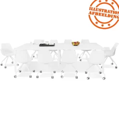 ALTEREGO Double bureau bench ou table de réunion 'AMADEUS' en bois finition Noyer et métal blanc