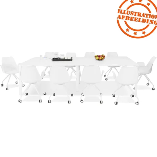 ALTEREGO Double bureau bench ou table de réunion 'AMADEUS' en bois finition Noyer et métal blanc
