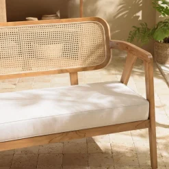 Macabane Ensemble canapé 2 places 2 fauteuils et 1 table basse FLORES en teck WILL Marron Online