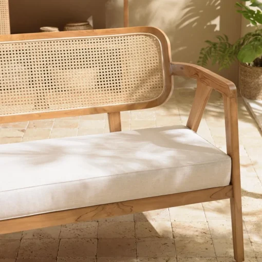 Macabane Ensemble canapé 2 places 2 fauteuils et 1 table basse FLORES en teck WILL Marron Online