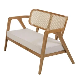 Macabane Ensemble canapé 2 places 2 fauteuils et 1 table basse FLORES en teck WILL Marron Online