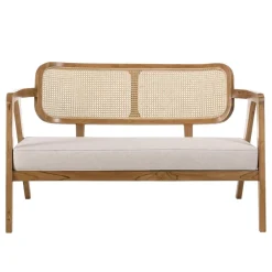 Macabane Ensemble canapé 2 places 2 fauteuils et 1 table basse FLORES en teck WILL Marron Online