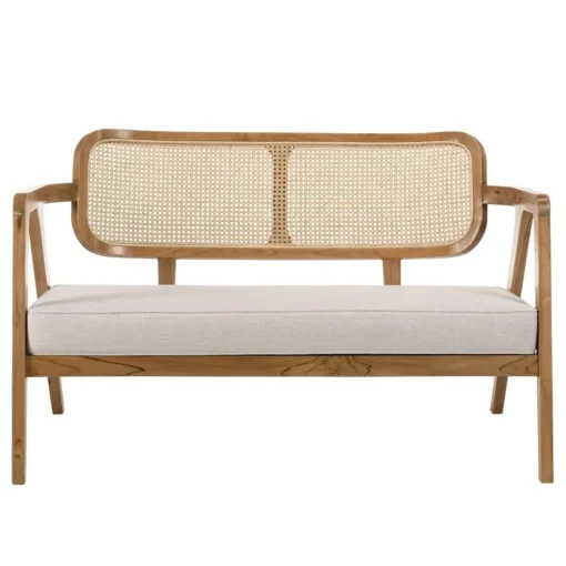 Macabane Ensemble canapé 2 places 2 fauteuils et 1 table basse FLORES en teck WILL Marron Online