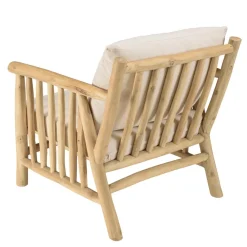 Macabane Ensemble canapé 2 places 2 fauteuils et une 1 table basse BORNEO en teck WILL Blanc Discount