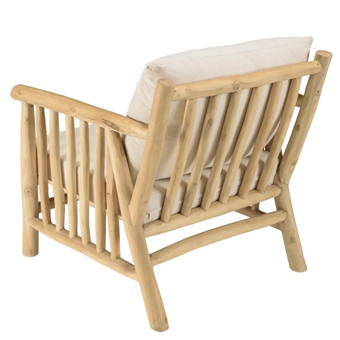 Macabane Ensemble canapé 2 places 2 fauteuils et une 1 table basse BORNEO en teck WILL Blanc Discount