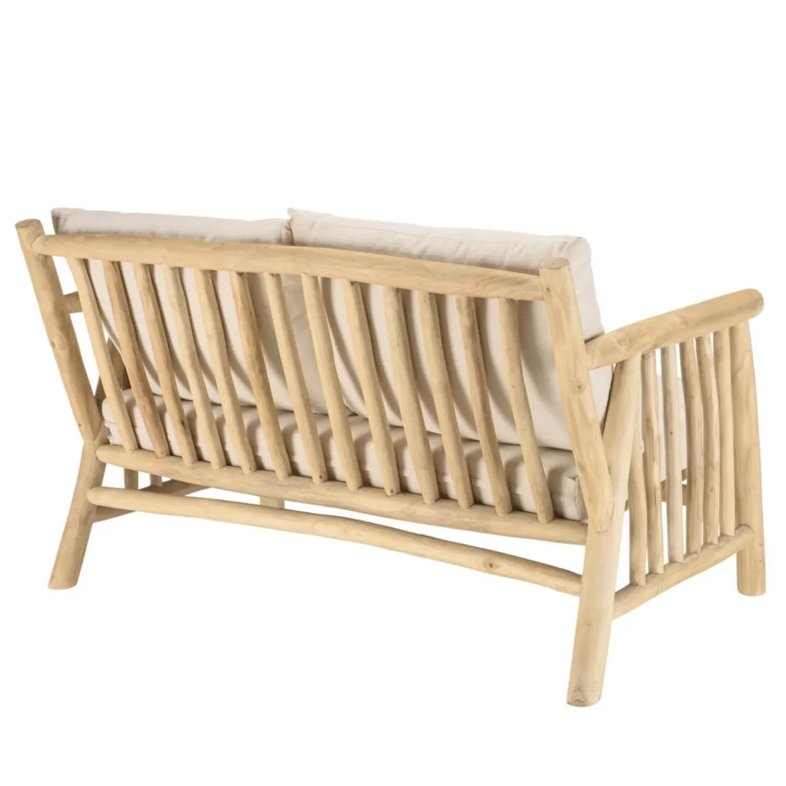 Macabane Ensemble canapé 2 places 2 fauteuils et une 1 table basse BORNEO en teck WILL Blanc Discount