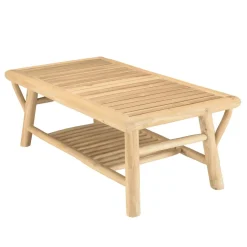 Macabane Ensemble canapé 2 places 2 fauteuils et une 1 table basse BORNEO en teck WILL Blanc Discount