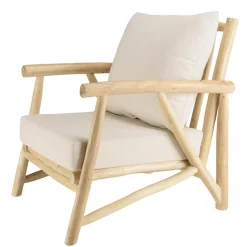 Macabane Ensemble canapé 2 places 2 fauteuils 1 table basse en teck MADURA Blanc New