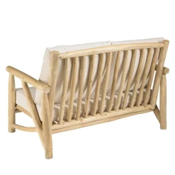 Macabane Ensemble canapé 2 places 2 fauteuils 1 table basse en teck MADURA Blanc New