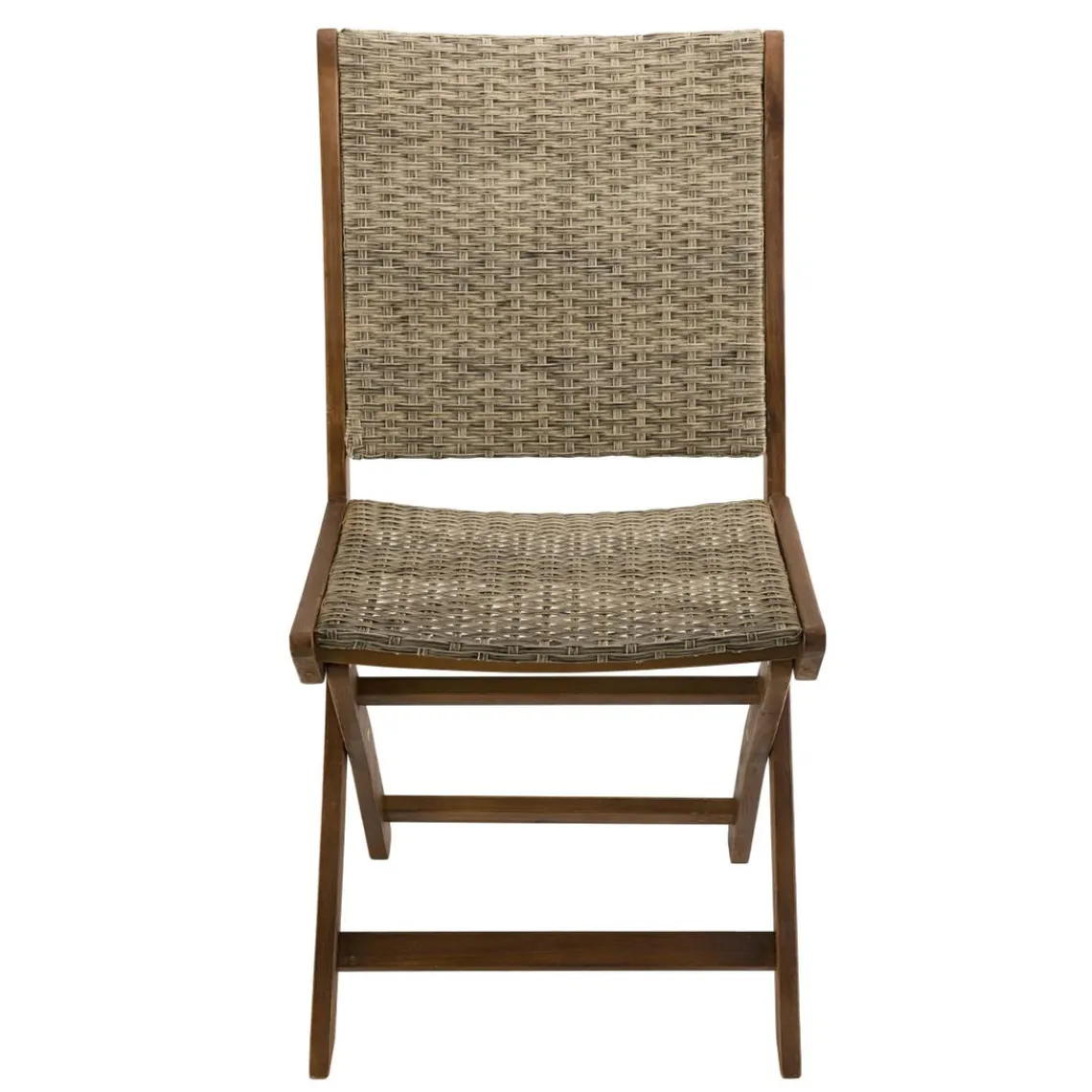 Macabane Ensemble de 2 chaises de jardin pliantes en bois Acacia et rotin synthétique Best