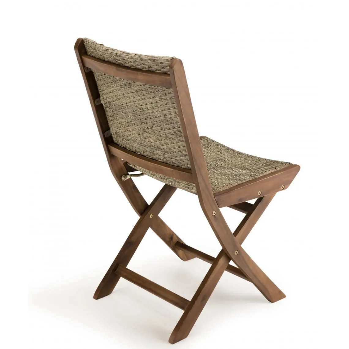 Macabane Ensemble de 2 chaises de jardin pliantes en bois Acacia et rotin synthétique Best