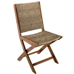 Macabane Ensemble de 2 chaises de jardin pliantes en bois Acacia et rotin synthétique Best