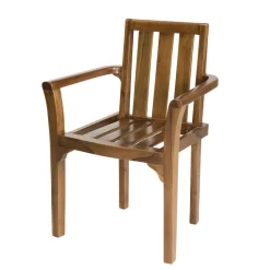Macabane Ensemble de 2 fauteuils empilables HANNA en bois teck huilé New