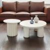 3S. x Home Ensemble de 2 tables basses rondes avec piètement style colonne Storia Crème Outlet