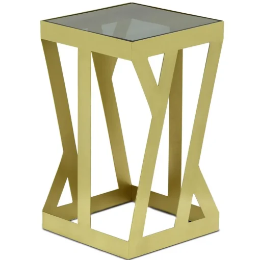 3S. x Home Ensemble de 3 tables d'appoint Zendaya en Verre fumé et Métal Or Discount