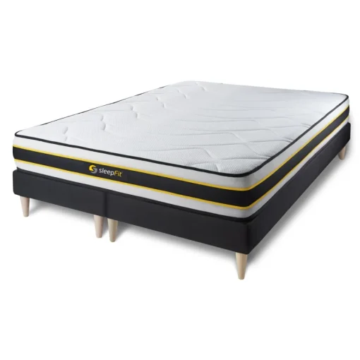 Sleepfit Ensemble double sommier matelas ressorts ensaches et memoire de forme Outlet