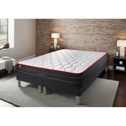 Somness Ensemble double sommier matelas ressorts ensaches et memoire de forme Discount