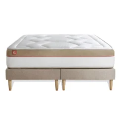 Marmottes & Co Ensemble LE COSY Memoire de forme 7 zones de confort double sommiers Beige Sale