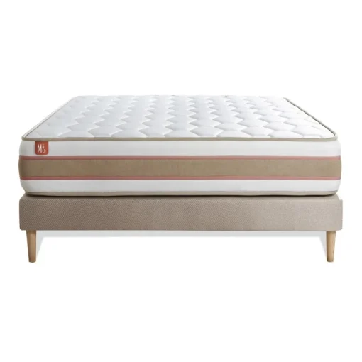 Marmottes & Co Ensemble LE DÉLICAT Ressorts ensaches Memoire de forme 5 zones de confort ,sommier kit Beige Online