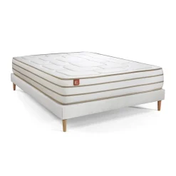 Marmottes & Co Ensemble LE DOUILLET Memoire de forme BioViscoMaxi epaisseur et sommier Blanc Clearance