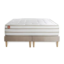 Marmottes & Co Ensemble LE DOUILLET Memoire de forme BioVisco Maxi epaisseur double sommiers Beige Hot