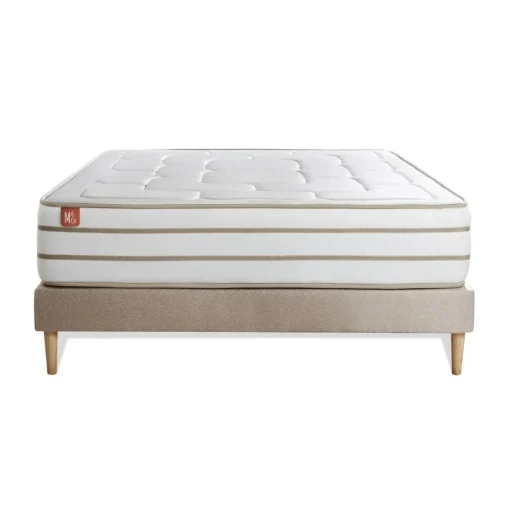 Marmottes & Co Ensemble LE DOUILLET Memoire de forme BioVisco Maxi epaisseur sommier kit Beige Hot