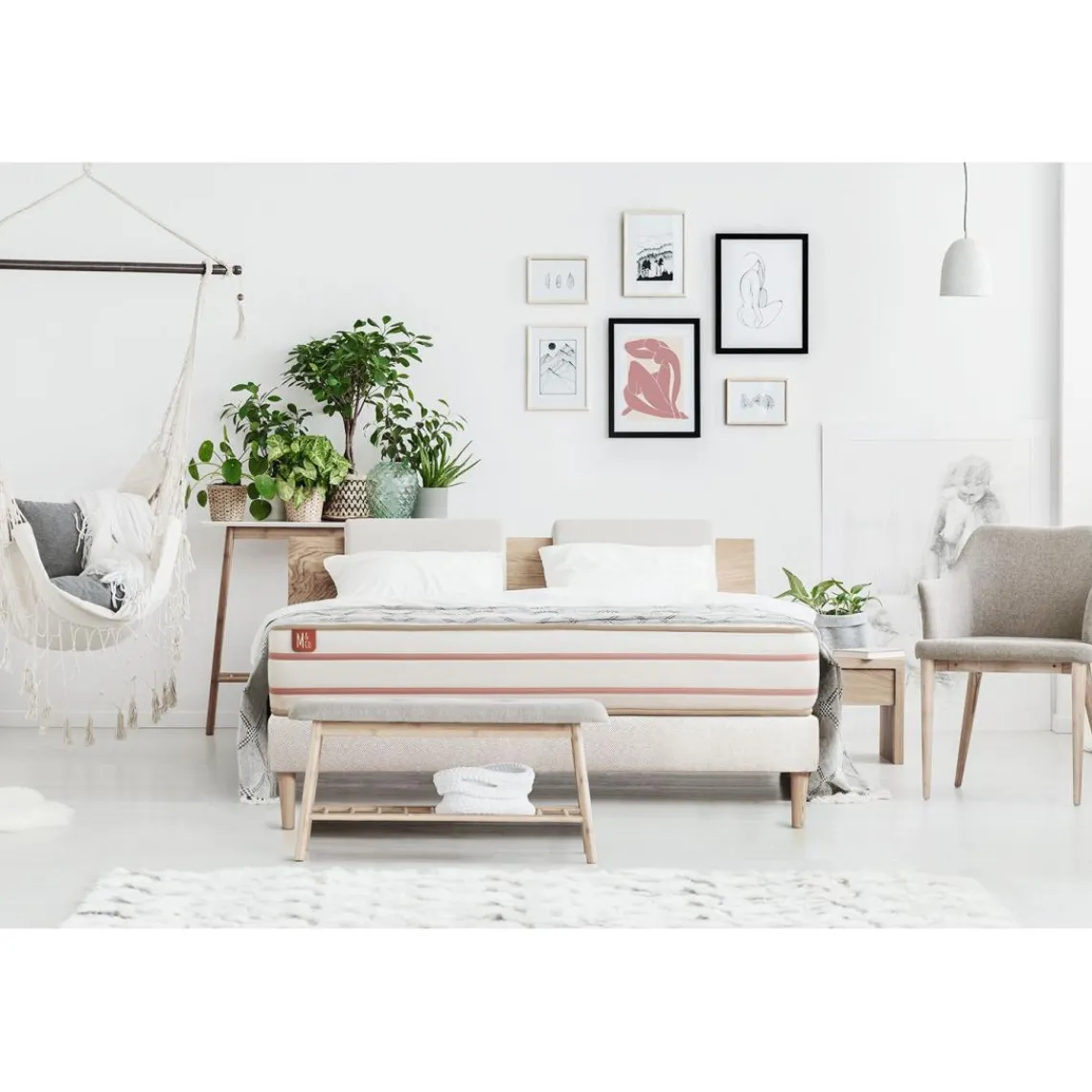 Marmottes & Co Ensemble LE DOUX Memoire de forme 3 zones de confort sommier Blanc Outlet