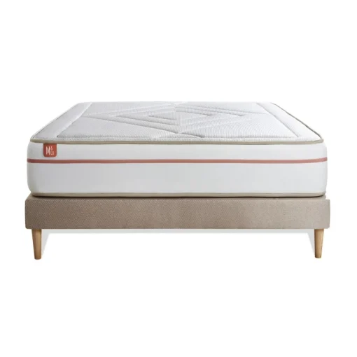 Marmottes & Co Ensemble LE PAISIBLE Memoire de forme BioVisco sommier kit Beige Discount