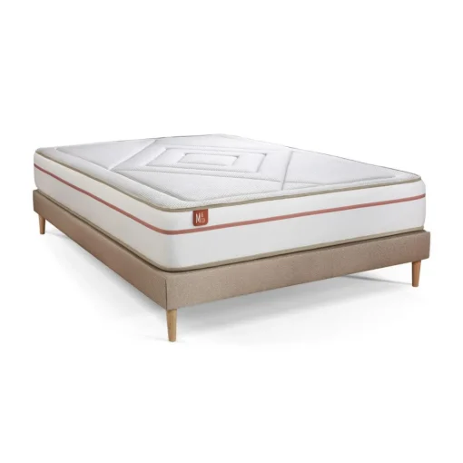 Marmottes & Co Ensemble LE PAISIBLE Memoire de forme BioVisco sommier kit Beige Discount