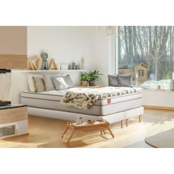Marmottes & Co Ensemble LE PAISIBLE Memoire de forme BioVisco double sommiers Blanc Best