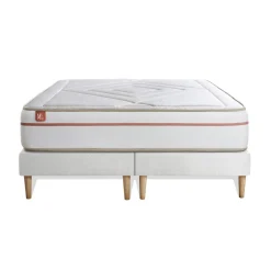 Marmottes & Co Ensemble LE PAISIBLE Memoire de forme BioVisco double sommiers Blanc Best