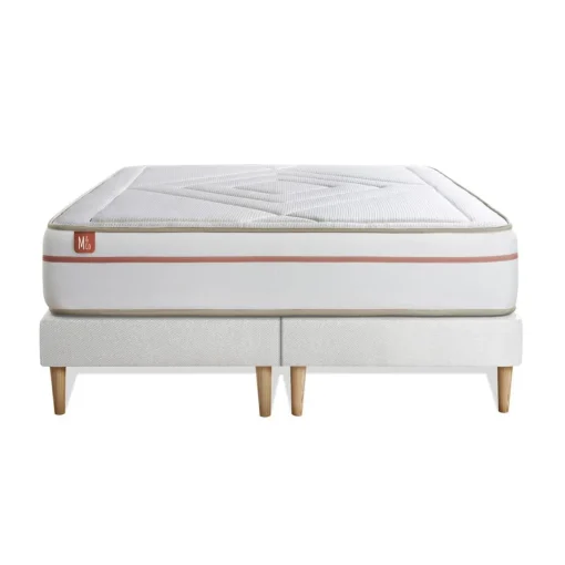 Marmottes & Co Ensemble LE PAISIBLE Memoire de forme BioVisco double sommiers Blanc Best