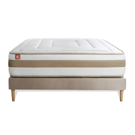 Marmottes & Co Ensemble LE RAFFINÉ Ressorts ensaches Memoire de forme BioVisco Maxi epaisseur sommier Beige Clearance
