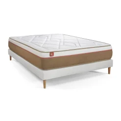 Marmottes & Co Ensemble LE SOYEUX Ressorts ensaches Memoire de forme BioVisco sommier Blanc Discount