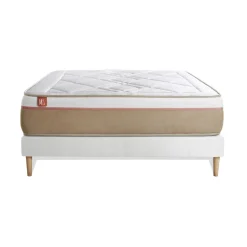 Marmottes & Co Ensemble LE SOYEUX Ressorts ensaches Memoire de forme BioVisco sommier kit Blanc Discount