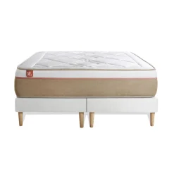Marmottes & Co Ensemble LE SOYEUX Ressorts ensaches Memoire de forme BioVisco double sommiers Blanc Discount