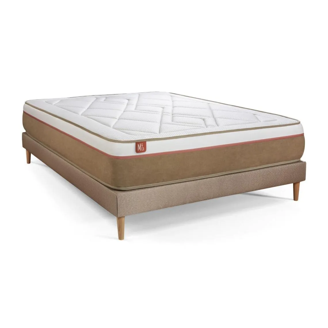 Marmottes & Co Ensemble LE SOYEUX Ressorts ensaches Memoire de forme BioVisco sommier Beige Outlet