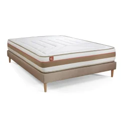 Marmottes & Co Ensemble LE TENDRE Ressorts ensaches Memoire de forme 7 zones de confort sommier Beige Clearance
