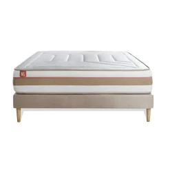 Marmottes & Co Ensemble LE TENDRE Ressorts ensaches Memoire de forme 7 zones de confort sommier Beige Clearance