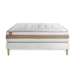 Marmottes & Co Ensemble LE TENDRE Ressorts Memoire de forme 7 zones de confort sommier kit Blanc Sale