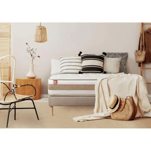 Marmottes & Co Ensemble LE TENDRE Ressorts ensaches Memoire de forme 7 zones de confort sommier kit Beige