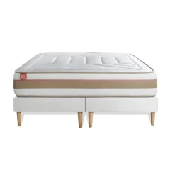 Marmottes & Co Ensemble LE TENDRE Ressorts ensaches Memoire de forme 7 zones de confort double sommiers Blanc Hot