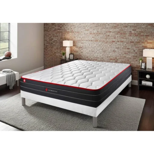 Somness Ensemble matelas BOOST ressorts ensaches et memoire de forme avec sommier kit blanc Clearance