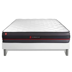 Somness Ensemble matelas REGEN a memoire de forme sommier kit blanc Discount