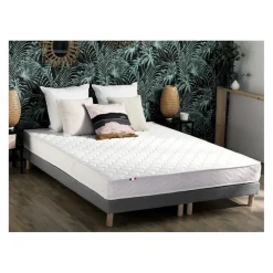 Selenia Ensemble Matelas Ressorts Fermes biconiques SPECTOS + Sommier Made in France - Sommier Gris chiné Sale