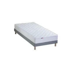 Selenia Ensemble Matelas Ressorts Fermes biconiques SPECTOS + Sommier Made in France - Sommier Gris chiné Sale