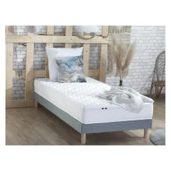 Selenia Ensemble Matelas Ressorts Fermes biconiques SPECTOS + Sommier Made in France - Sommier Gris chiné Sale
