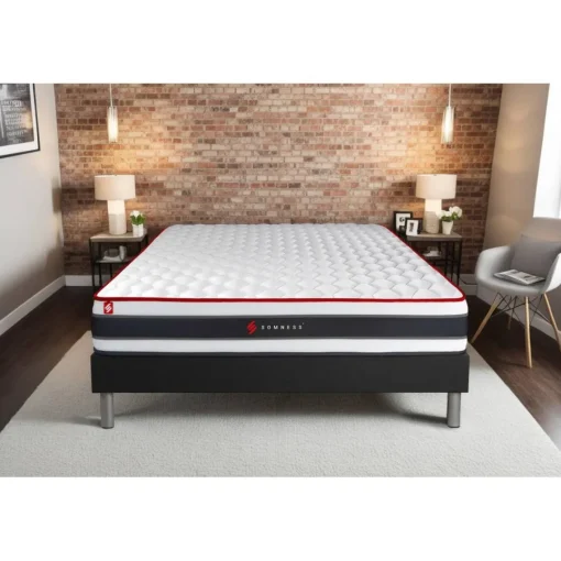 Somness Ensemble matelas ressorts ensaches et memoire de forme sommier kit noir
